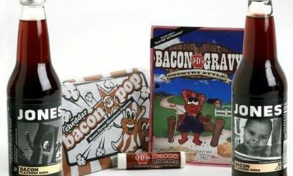 Among its plethora of pork-flavored products, the Jones Bacon Soda Holiday pack includes "Bacon Lip Balm."