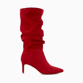Dune Ruched Suede Stiletto Calf-Length Boots