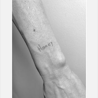 Winter Stone handwriting tattoo.