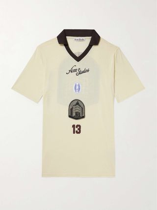 Poloshirt aus Lyocell-Mischung mit Logo-Print von Acne Studios