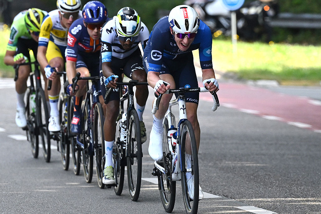 LEUVEN, BELGIUM - AUGUST 24: Lewis Askey of Great Britain and Team Groupama - FDJ leads the breakaway during the 20th Renewi Tour 2025, Stage 5 a 184.7km stage from Leuven to Leuven / #UCIWT / on August 24, 2025 in Leuven, Belgium. (Photo by Luc Claessen/Getty Images)