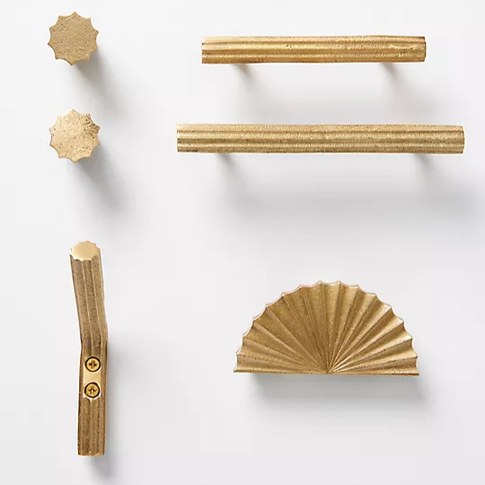 gold vintage-looking cabinet and drawer hardware