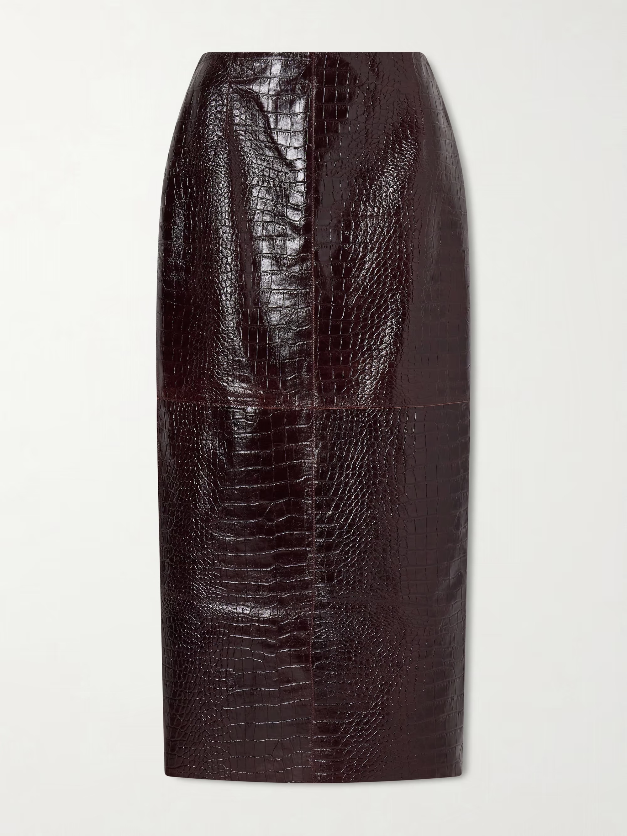 Nour Hammour, Paneled Croc-Effect Skirt