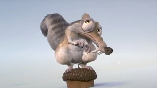 Scrat sitting atop his acorn in Ice Age