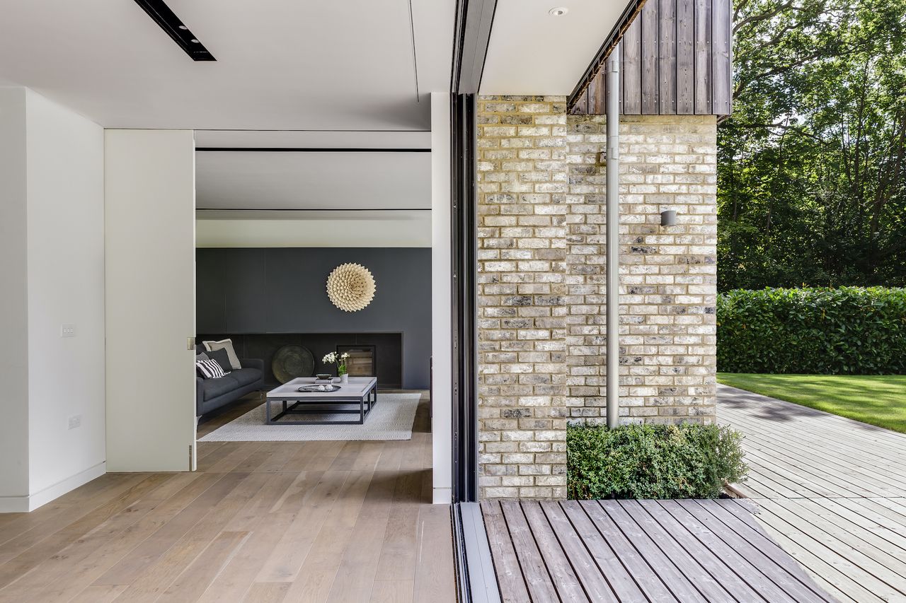 sliding doors in open plan self build home