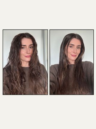 Eleanor before and after using the Wet Brush