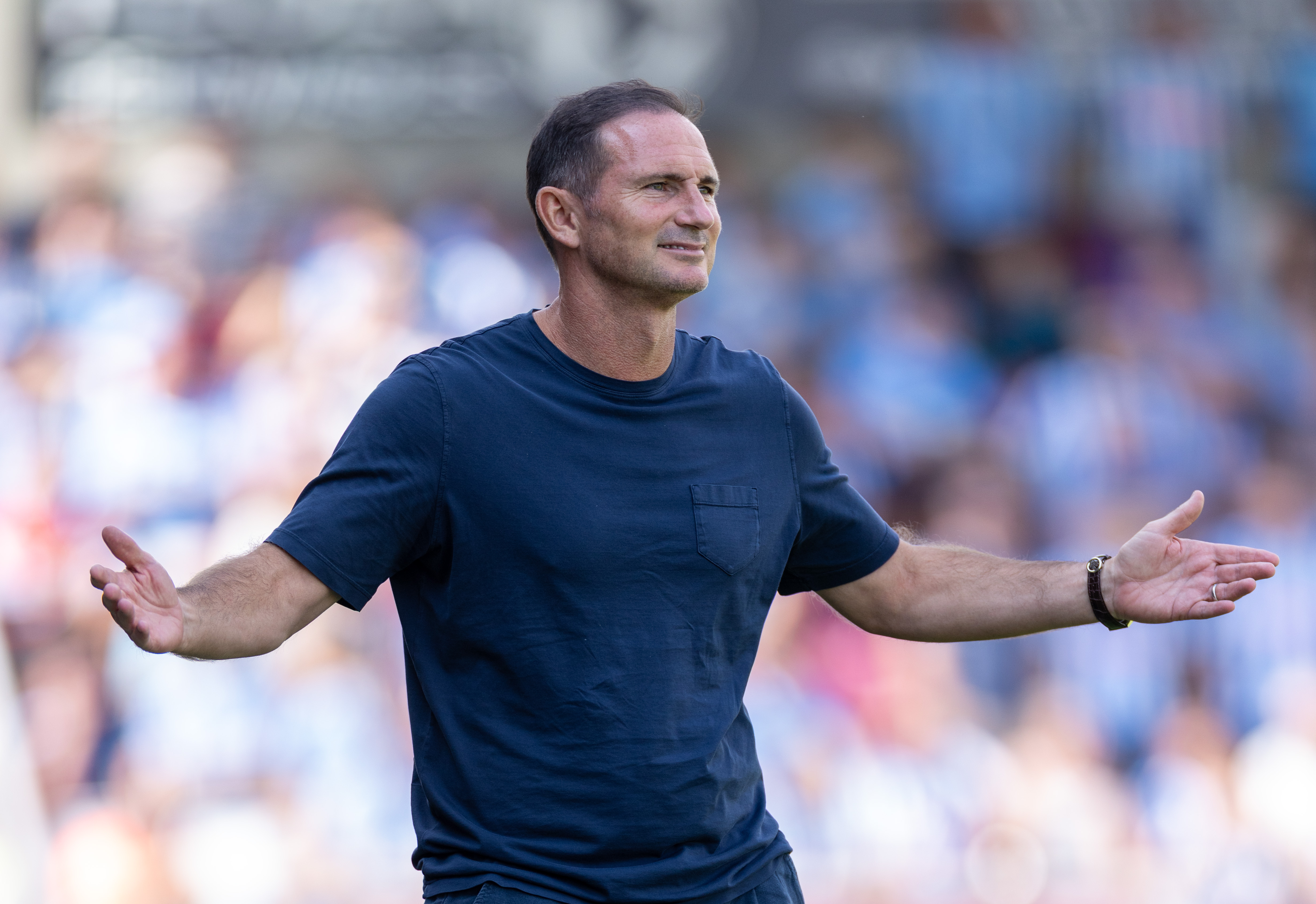 NORTHAMPTON, ENGLAND - JULY 18: Coventry City Head Coach / Manager Frank Lampard during the Pre-season friendly matc between Northampton Town and Coventry City at Sixfields on July 18, 2026 in Northampton, England. (Photo by Marc Atkins/Getty Images)