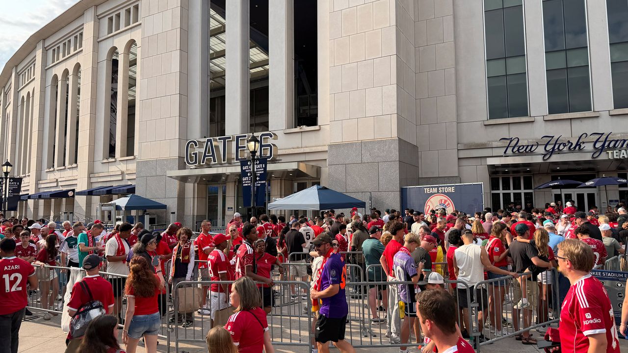 Wrexham and Liverpool fans outside Yankee Stadium