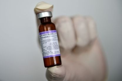 A vial of measles vaccine