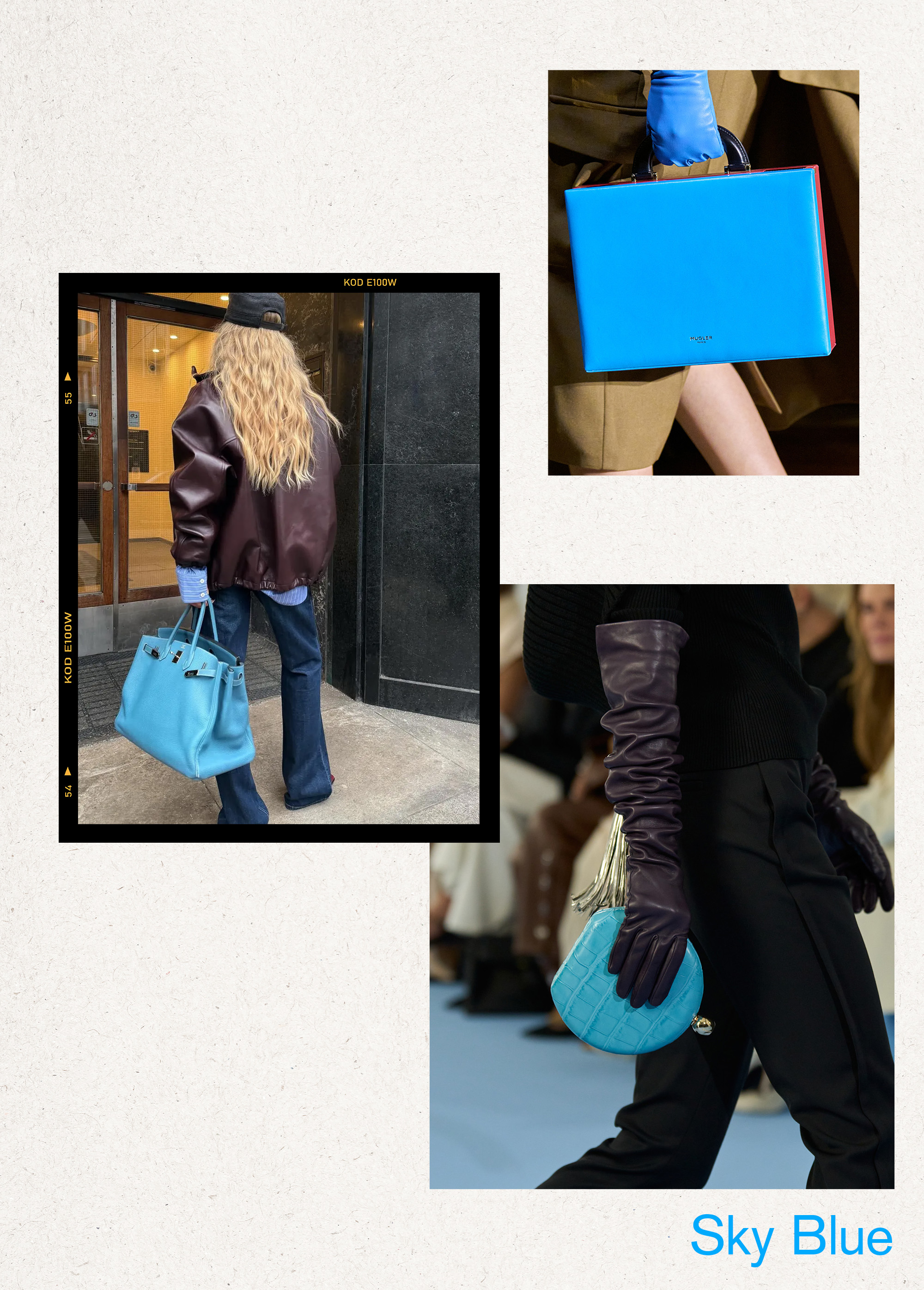 Collage of women, handbags, and runway imagery of the best spring 2026 handbag color trends.