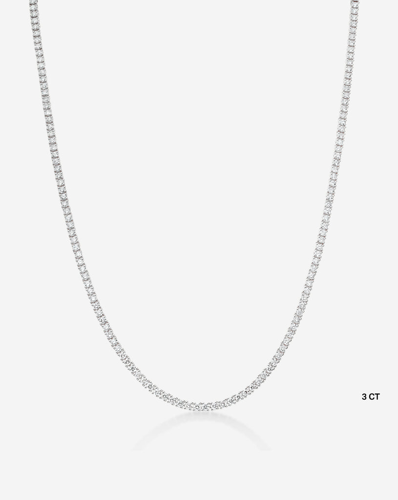 Classic Lab Diamond Tennis Necklace - 14k White Gold / 16" / 3 Carat