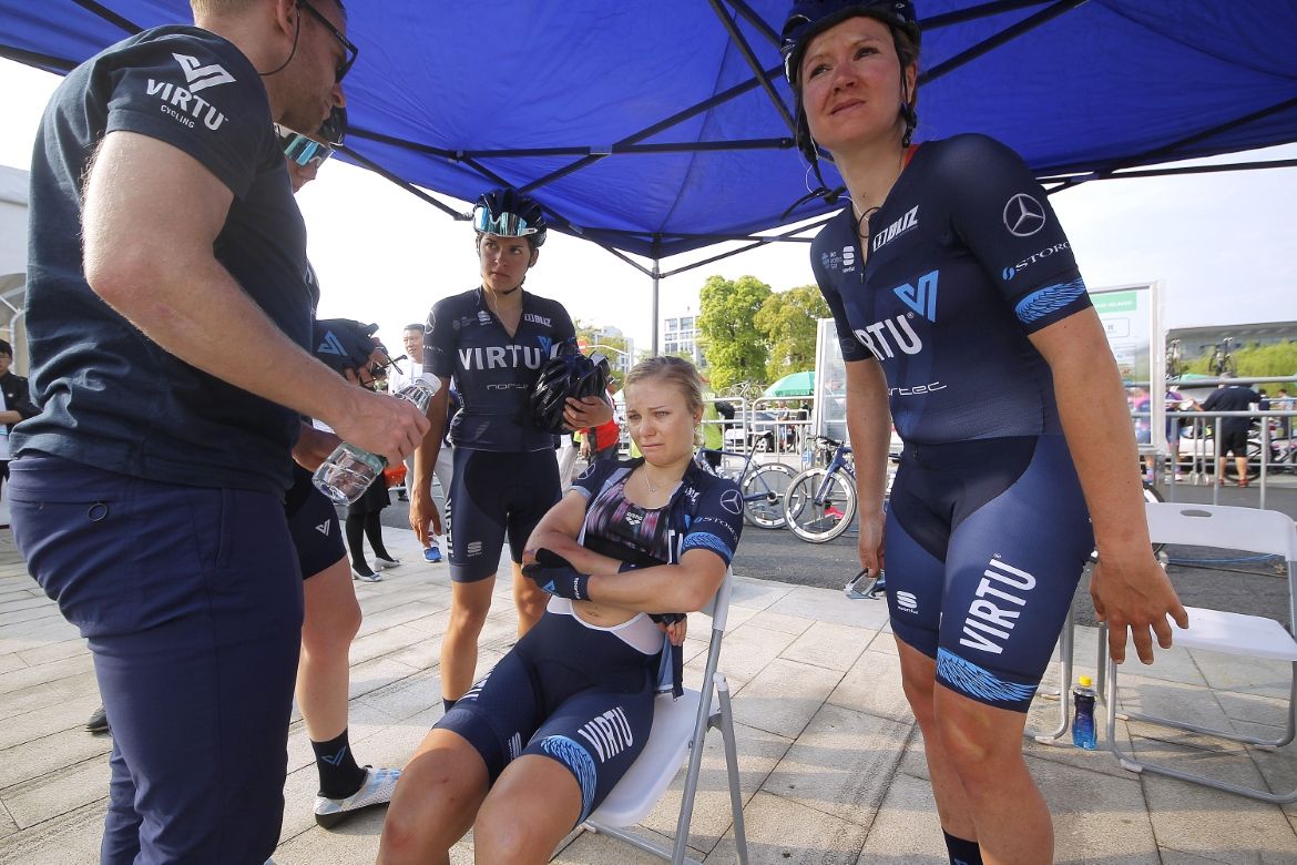 Emilie Moberg (Virtu) banged up after a crash