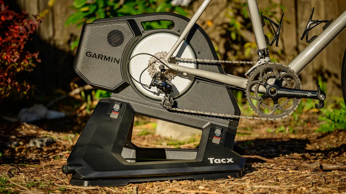 Side angle of the Tacx Neo 3M outdoors
