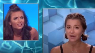 Rachel reacting to Angela's goodbye message on Big Brother