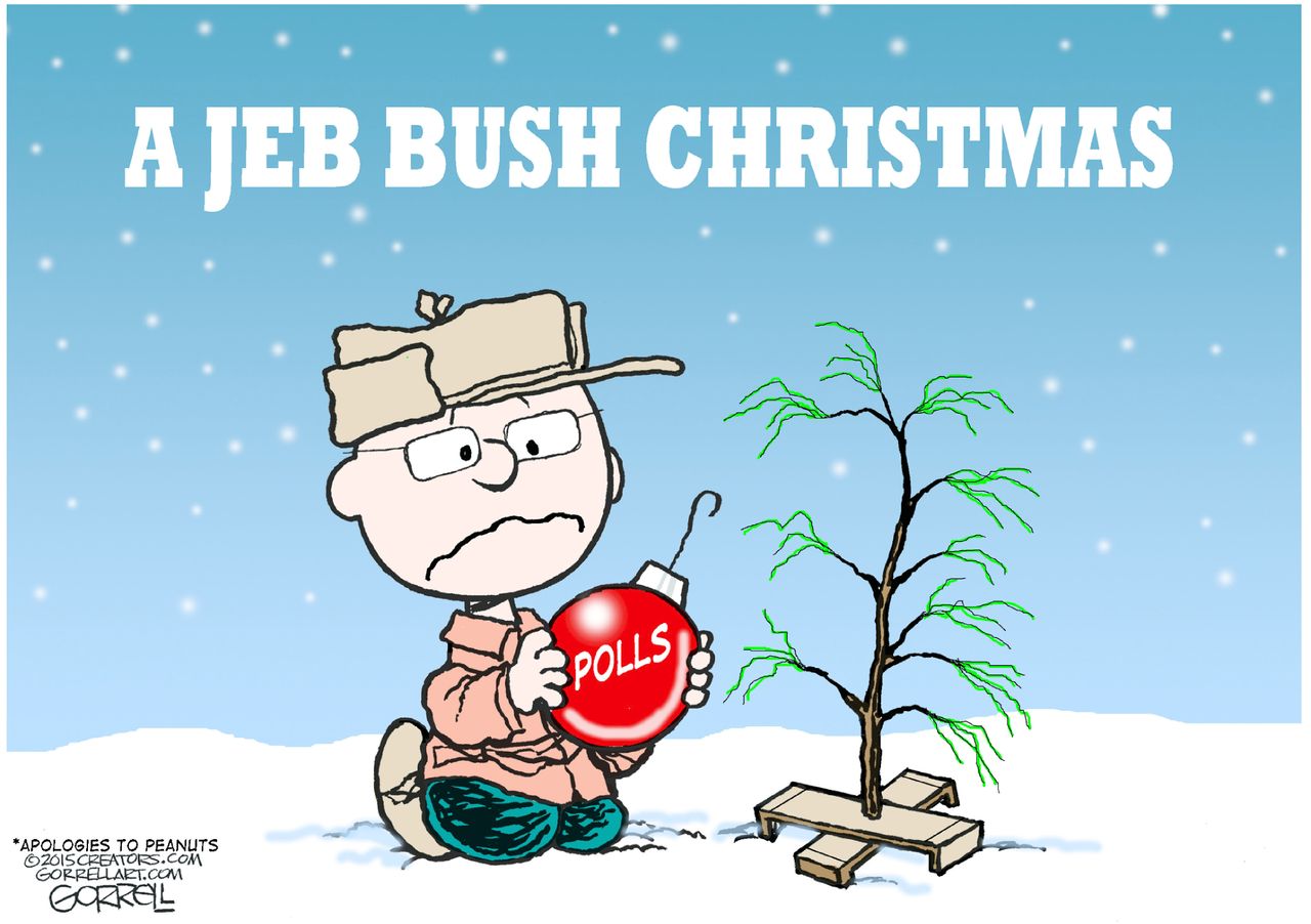 Political cartoon U.S. Jeb Bush Charlie Brown Christmas