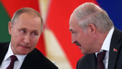 Vladimir Putin and Belarusian president Alexander Lukashenko in Moscow in 2017