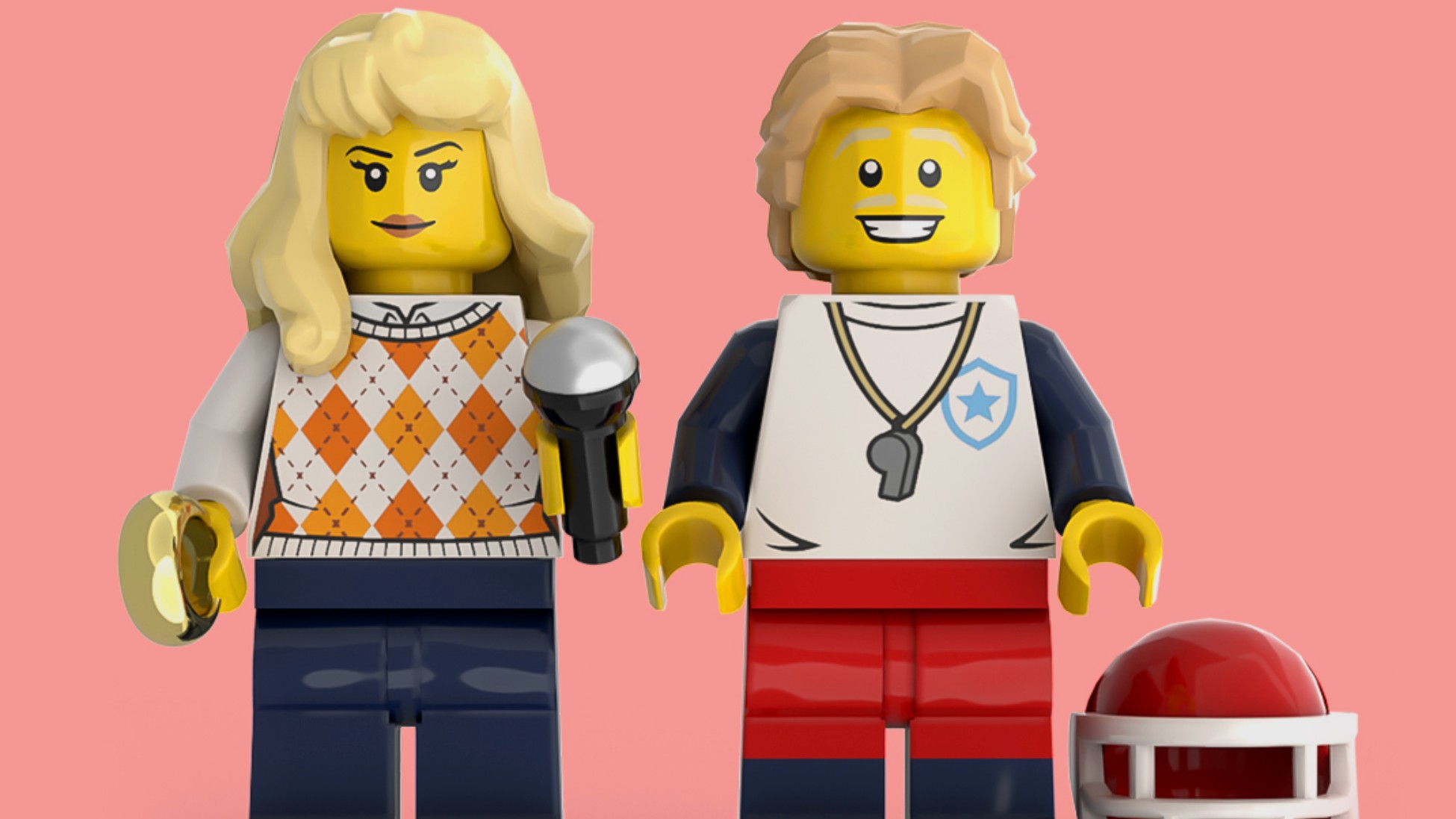 Lego minifigures of Taylor Swift and Travis Scott