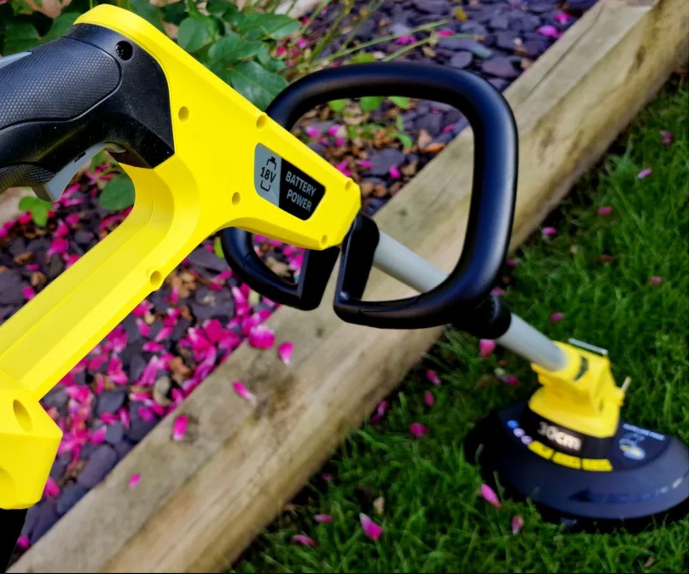 Kärcher 18V Battery-Powered Grass Trimmer in reviewers' garden