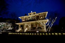 house lit up for christmas