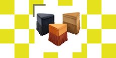 Triangular storage ottomans with fringe from Wayfair