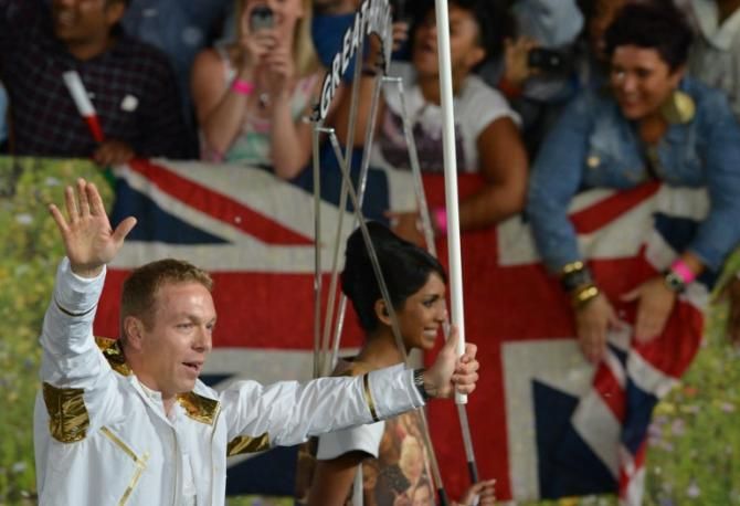 All white on the night: Hoy leads the GB team at London 2012