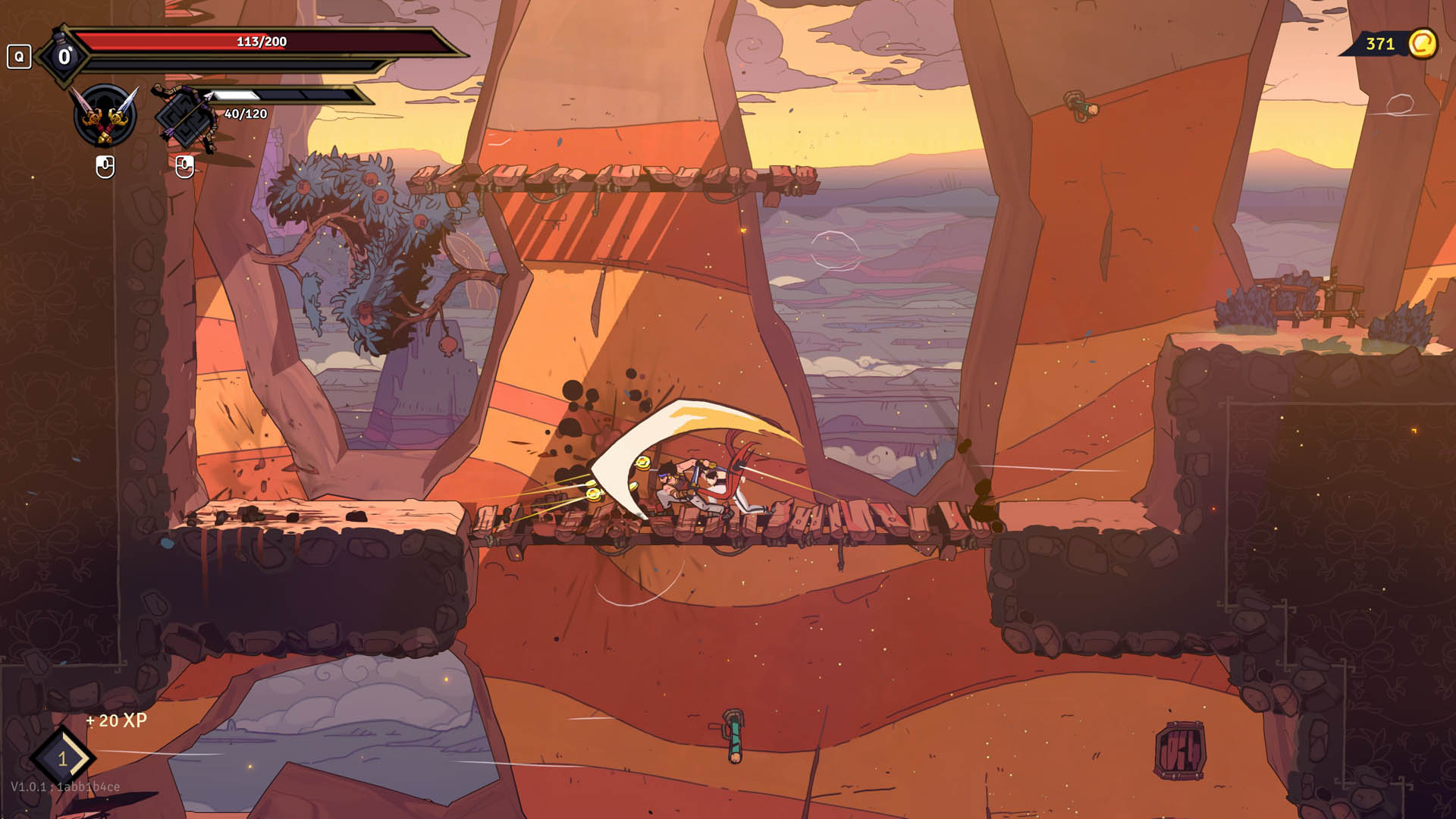 The Prince fights an enemy on a wooden platform in The Rogue Prince of Persia