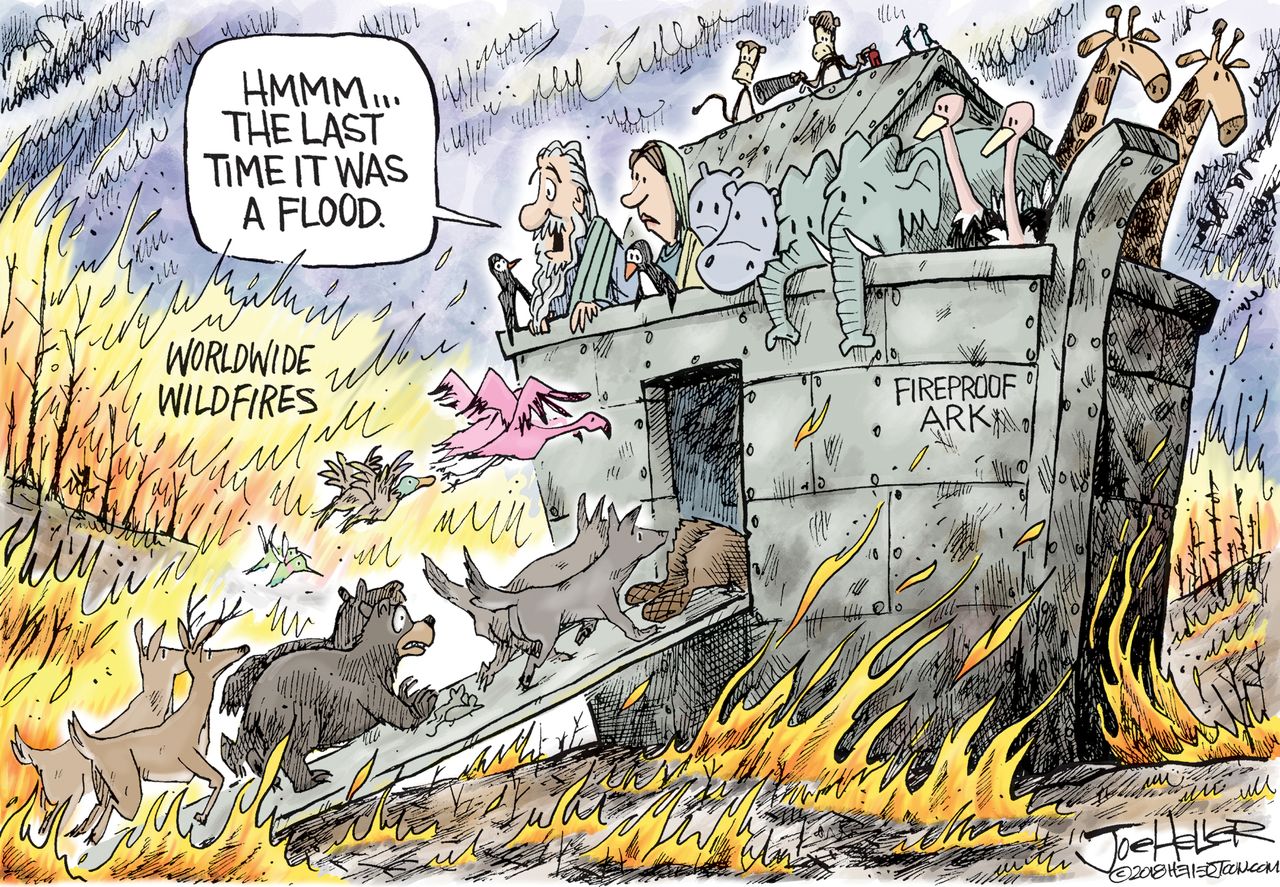 Editorial cartoon U.S. Wildfires Noah’s Ark