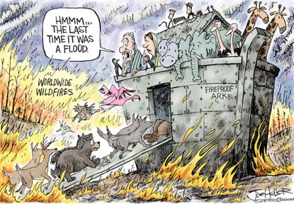 Editorial cartoon U.S. Wildfires Noah’s Ark