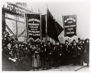 Demonstrators mourn the victims of the Triangle Shirtwaist Factory fire in New York City in 1911.