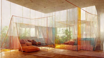 AI-generated image of translucent dwelling, Andrew Kudless, Matsys Design