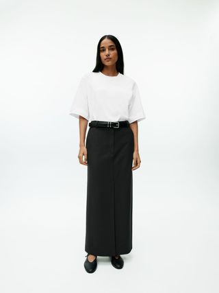 Tailored Wool-Blend Skirt
