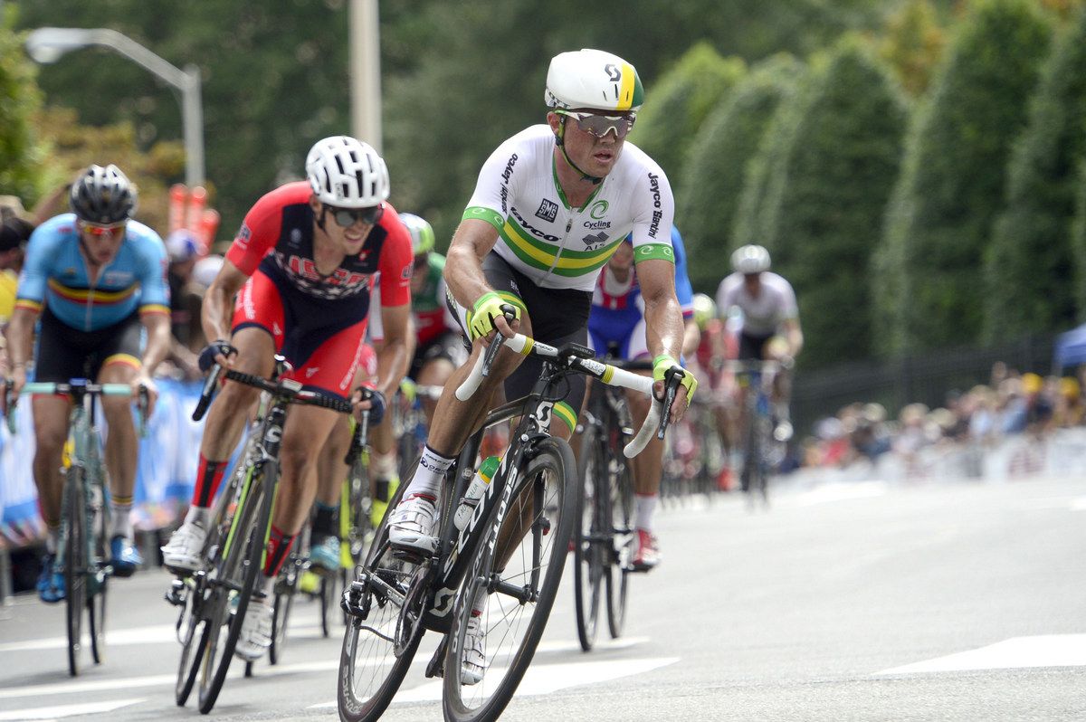 Simon Gerrans (Australia) followed by Alex Howes (USA)