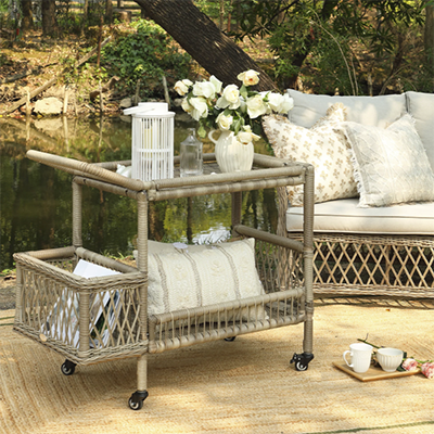 daals, Willowbrook Lattice Weave Rattan Bar Cart