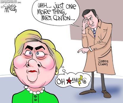 Political cartoon U.S. 2016 election Hillary Clinton FBI Comey