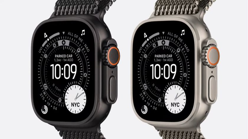 Apple Watch Ultra 3 in black and titanium side by side