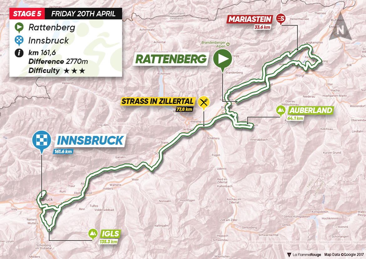 Tour of the Alps 2018 stage 5 map