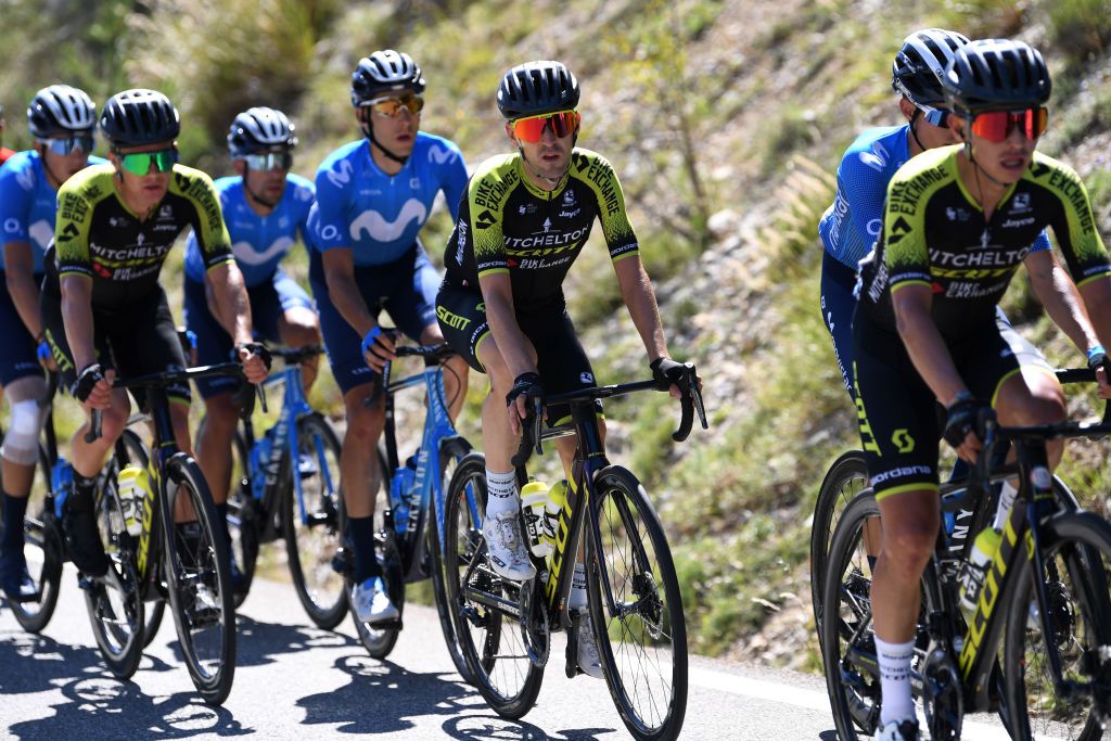 ORCIERES FRANCE SEPTEMBER 01 Mikel Nieve Ituralde of Spain and Team Mitchelton Scott Christopher Juul Jensen of Denmark and Team Mitchelton Scott Carlos Verona Quintanilla of Spain and Movistar Team during the 107th Tour de France 2020 Stage 4 a 1605km stage from Sisteron to OrcieresMerlette 1825m TDF2020 LeTour on September 01 2020 in Orcieres France Photo by Tim de WaeleGetty Images