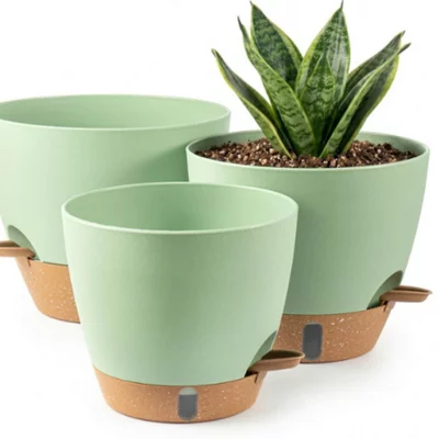 Self Watering Indoor Plant Pots Set of 3 With Reservoir and Watering Port