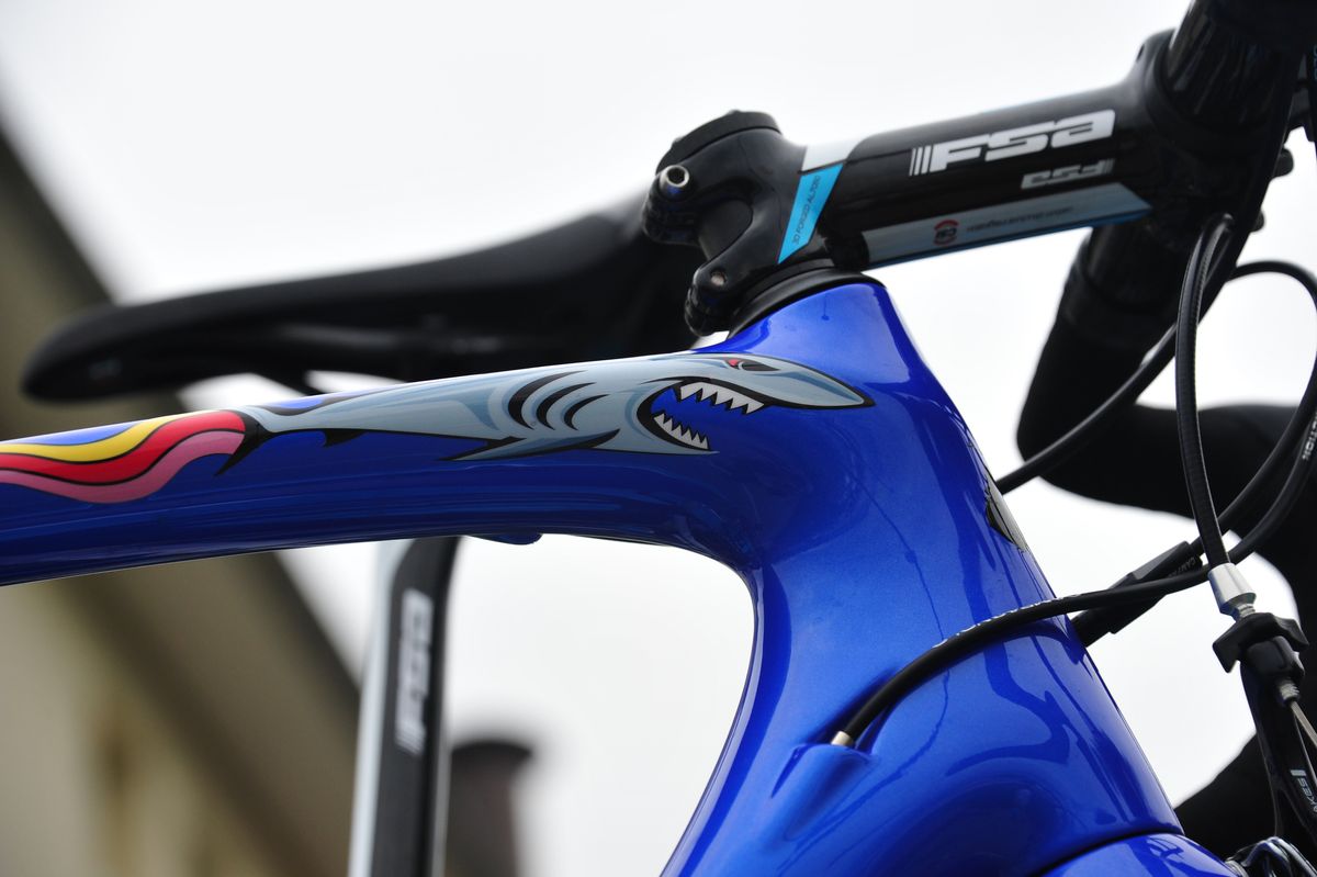Vincenzo Nibali's (Astana) shark-personalised bike