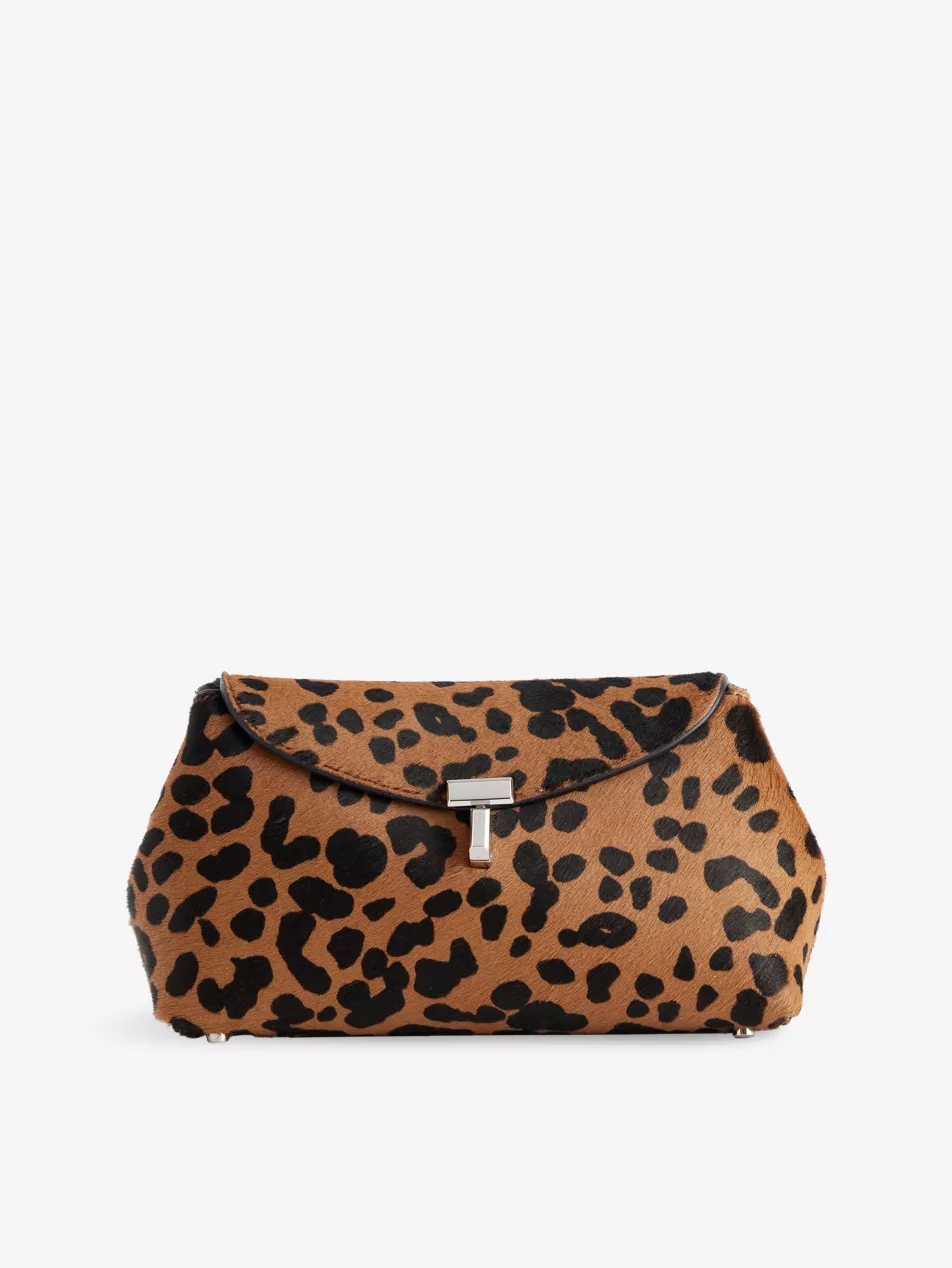 T-Lock Pony Hair Mini Leather Clutch