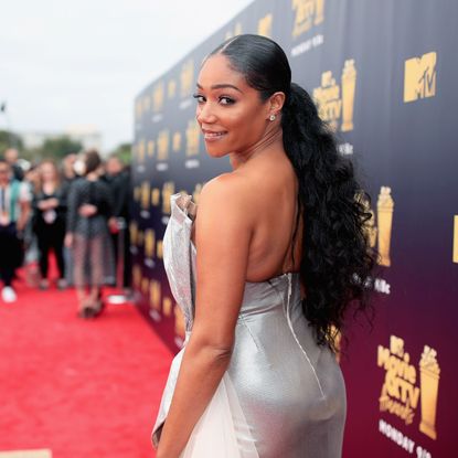 santa monica, ca june 16 host tiffany haddish attends the 2018 mtv movie and tv awards at barker hangar on june 16, 2018 in santa monica, california photo by christopher polkgetty images for mtv
