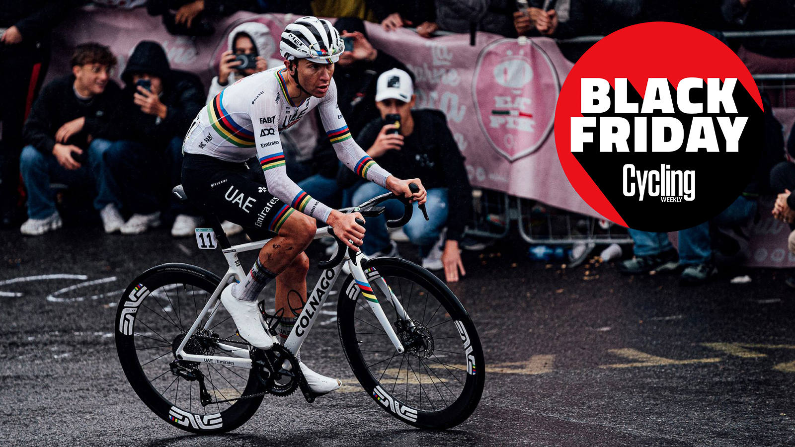 Tadej Pogačar riding on the Continental GP5000s TR tyres