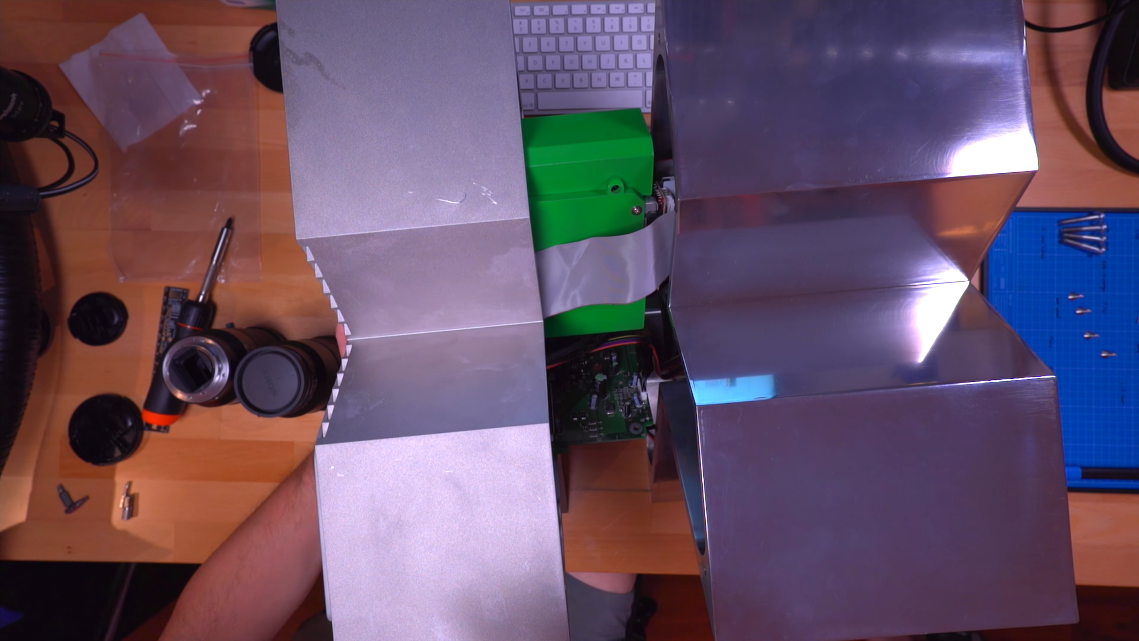 Front and back housings of the Xbox prototype shell being put together