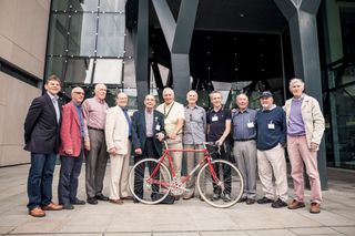 Left to right: Sid Barras (who didn’t ride the Tour but was involved with organising the event in Leeds) Pete Ryalls, Stan Brittain, Bernard Pusey, Brian Robinson, Vin Denson, Ken Mitchell, Adrian Timmis, Harry Reynolds, Ken Laidlaw and Tony Hewson