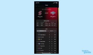 Apple sports app with betting odds
