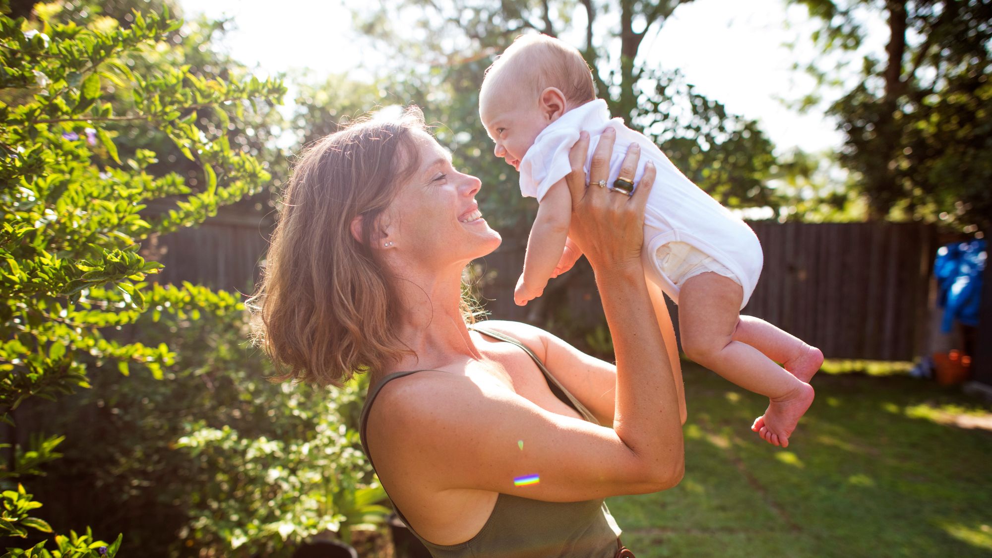 A woman and baby