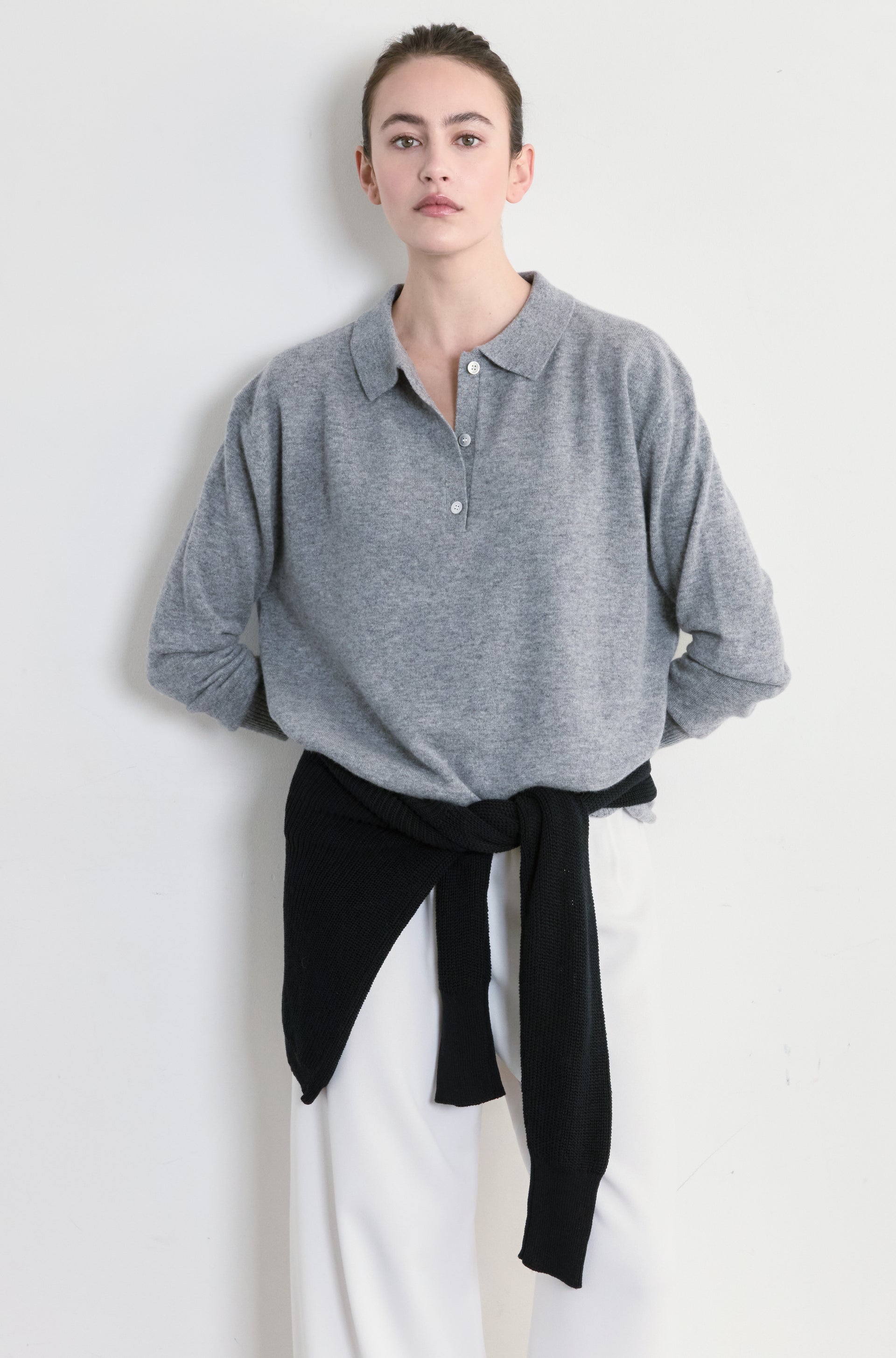 Lightweight Wool Polo - S / Grey