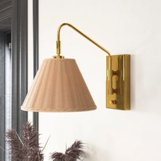 wayfair rattan gold wall sconce