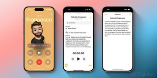 Images of the new phone recording and transcription feature coming to iOS 18