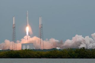 SpaceX's Falcon 9 Launches to International Space Station Wide Shot